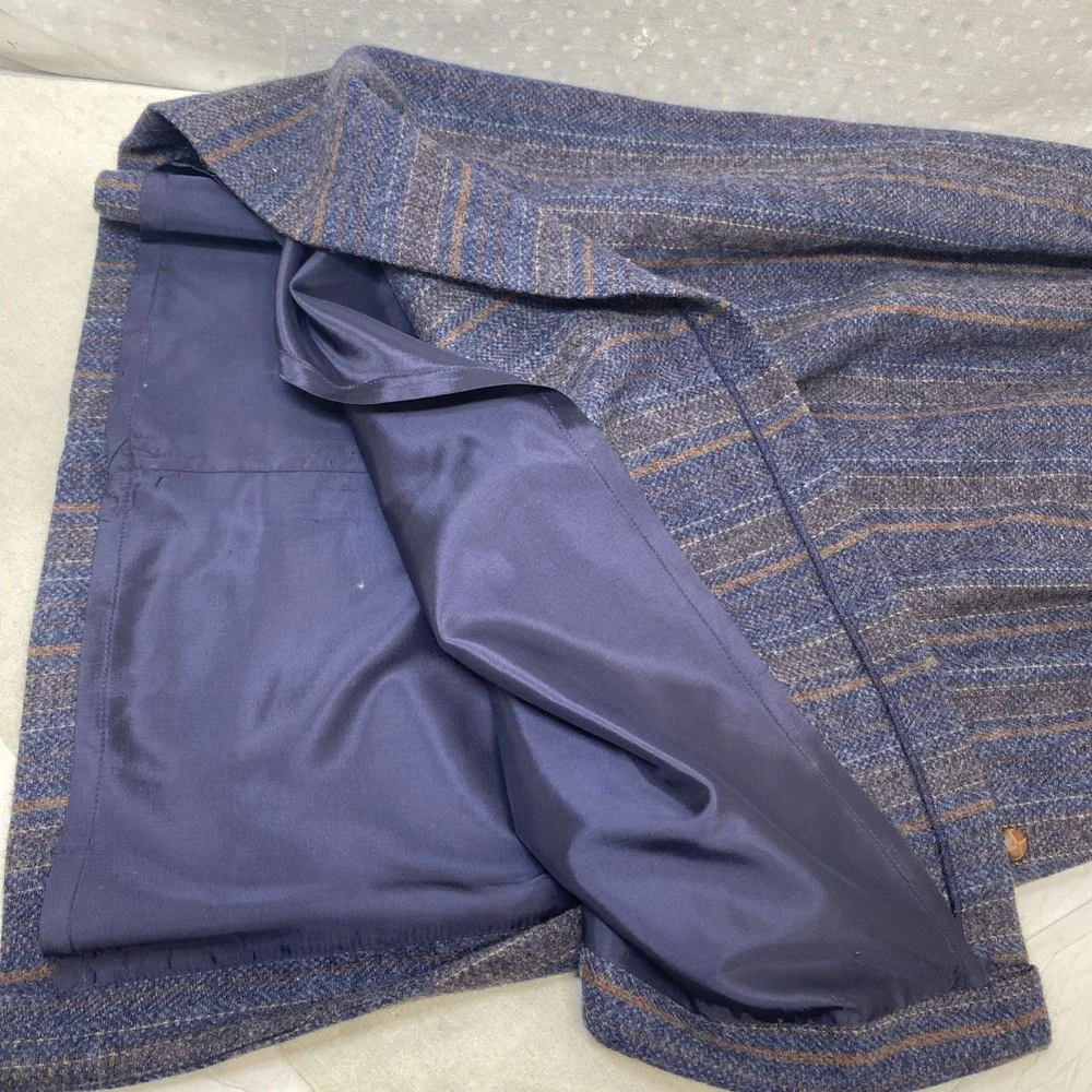 Vintage Madison Wool Skirt Blue Striped Button Detail Preppy Classic 28"‎ Waist - Picture 10 of 11